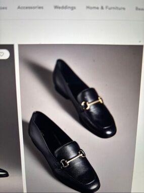 Maeve Black Leather Loafers with Gold Bit this shoe runs big more like a 8 1/2